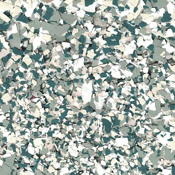 The image displays a chaotic collage of shattered glass pieces in varying shades of white, grey, and teal, creating a textured, abstract mosaic pattern.