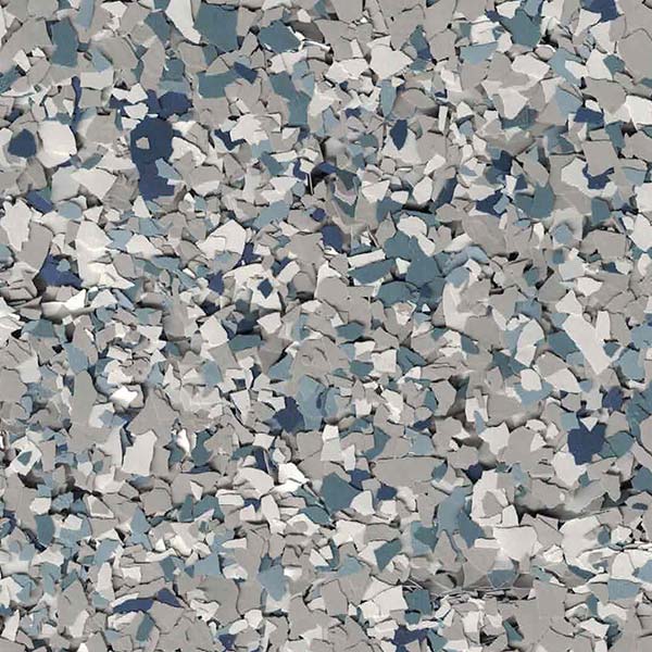 This image displays an assortment of irregular, angular shapes in shades of blue, white, and gray, closely packed together to create an abstract, mosaic-like pattern.