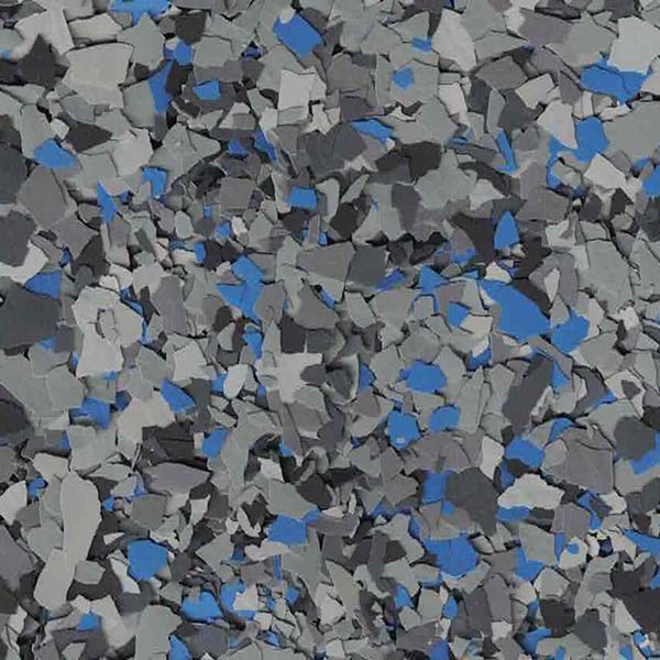 This image shows a collection of irregularly shaped fragments in varying shades of gray and blue, creating a clustered, mosaic-like pattern with no distinct forms.